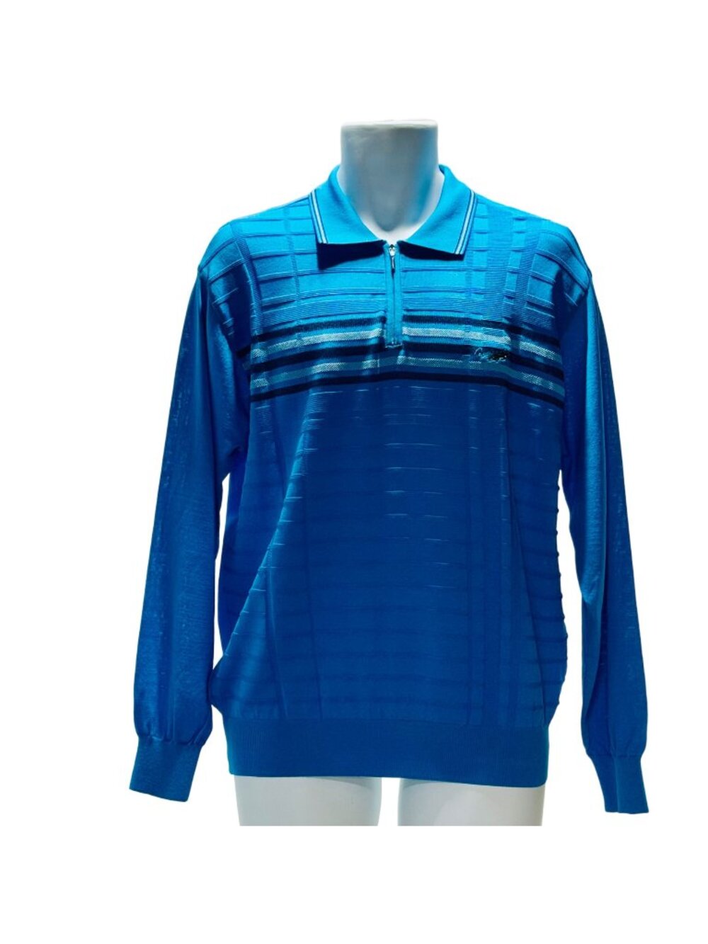 Crocodile Men’s Shirt Long Sleeve Blue Knit 1/4 Zip Pullover Size 2XL